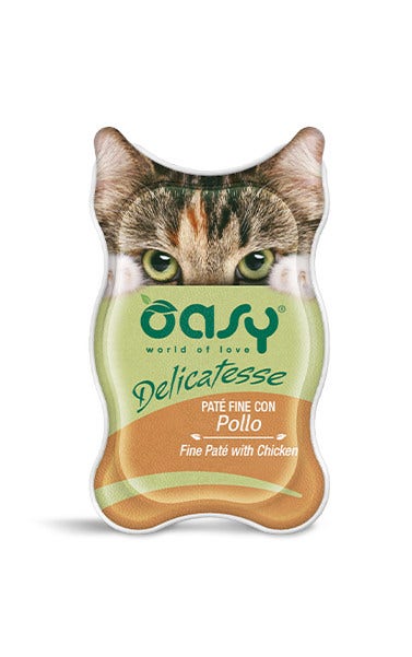 Oasy Wet Cat Paté Fino con Pollo Comida Húmeda para Gatos Adultos 85g-1