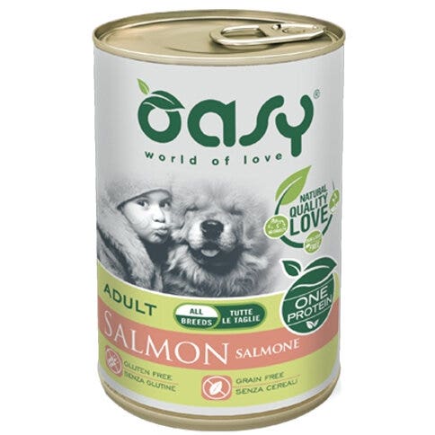 Oasy Wet Dog One Protein Salmón Comida Húmeda para Perros Adultos 400g-1