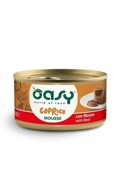 Oasy Mousse Wet Cat Con Carne Para Gatos Adultos Lata 85g-1