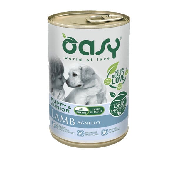 Oasy Wet Dog One Protein Cordero Comida Húmeda para Cachorros 400g-1