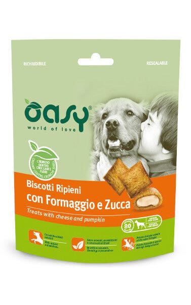 Oasy Snack para Perros Galletas Rellenas de Queso y Calabaza 80g-2