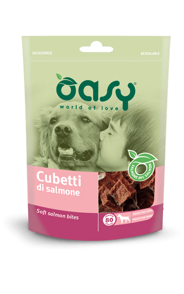 Oasy Snack para Perros Dados de Salmón 80g-1