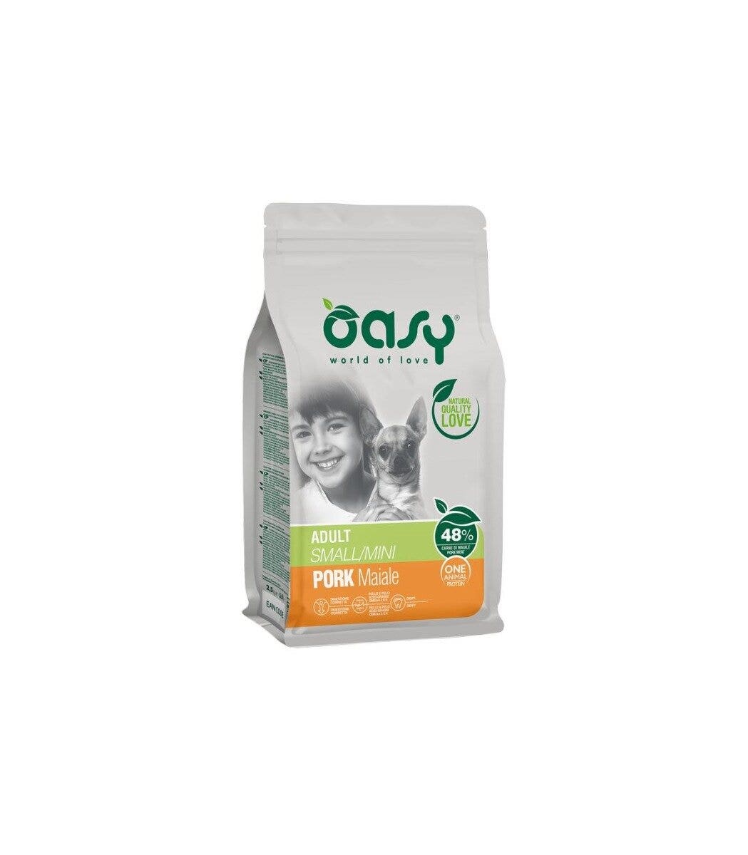 Oasy Adult One Protein Croquetas de cerdo para perros de tamaño pequeño, saco de 2,5 kg