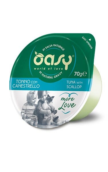 Oasy Wet Cat More Love Atún con Canestrello Comida húmeda para gatos adultos 70 g