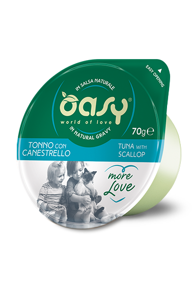 Oasy Wet Cat More Love Atún con Canestrello Comida húmeda para gatos adultos 70 g