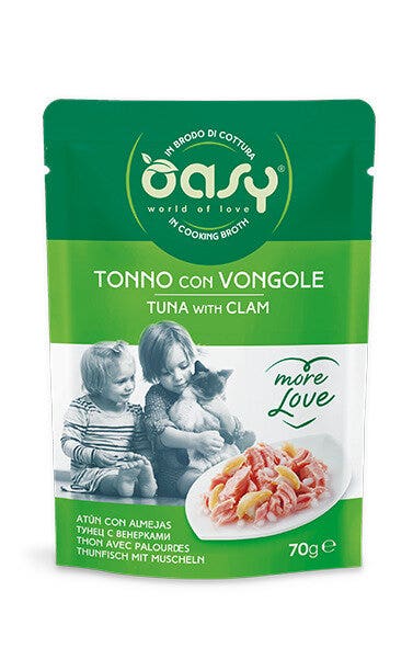 Oasy Wet Cat More Love Atún con almejas Comida húmeda para gatos adultos 70 g