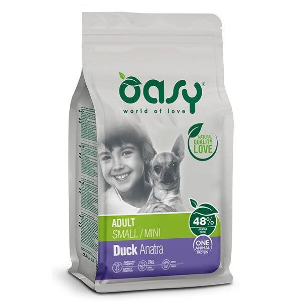 Oasy One Animal Protein Adult Small & Mini con pato para perros adultos 800 g