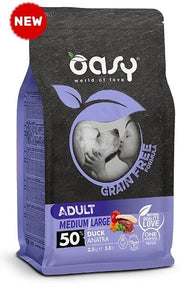 Oasy Dry Dog Grain Free Pato para perros adultos de tamaño mediano/grande, saco de 12 kg