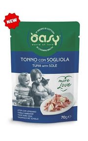 Oasy Wet Cat More Love Atún y lenguado para gatos adultos, sobre de 70 g