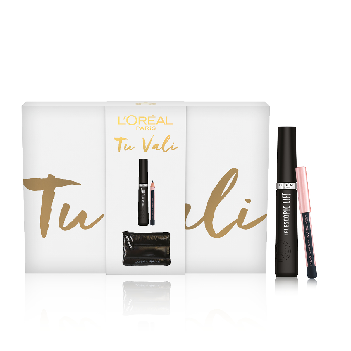 L'Oréal Paris Self Confidence Box Pochette Nera+Mascara Telescopic Lift+Mini Crayon