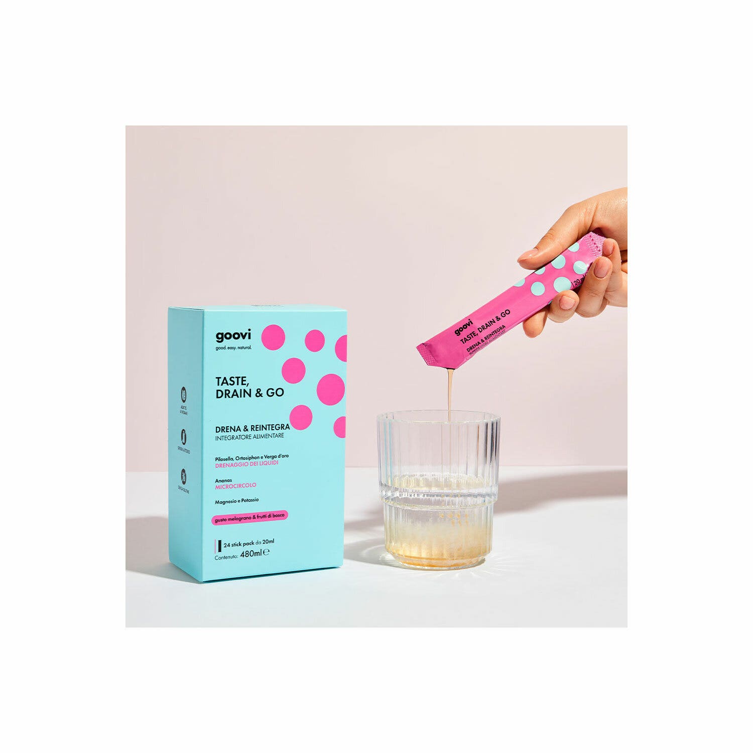 Goovi Taste Drain & Go Drenante Melograno e Frutti Di Bosco 24 Stick