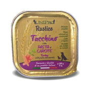 Unipro Rustico Comida húmeda de pavo con pasta y zanahorias para perros, bandeja de 100 g