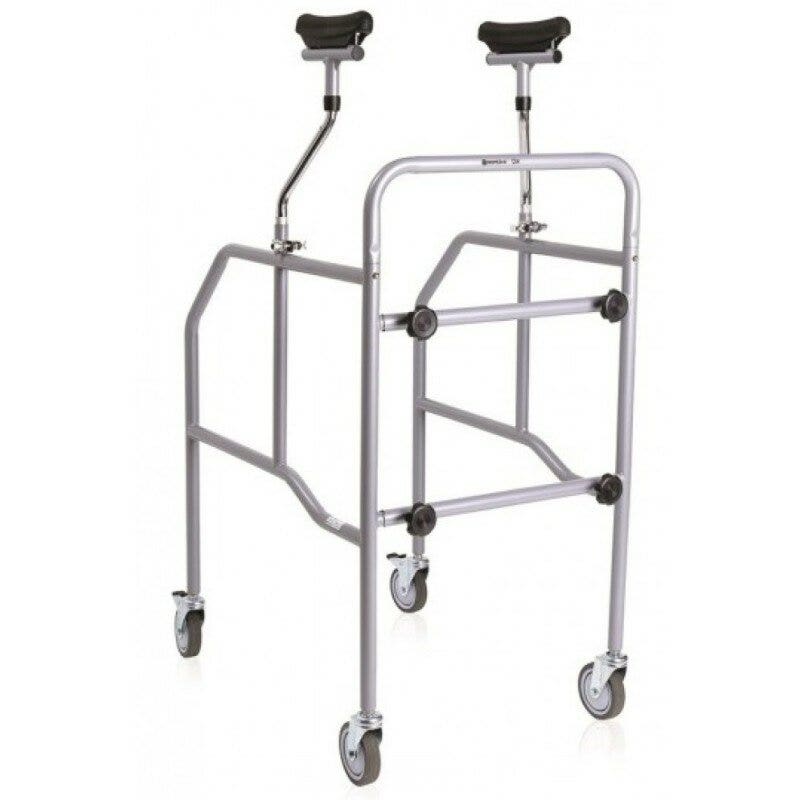 Andador con Andador para Axilas Ajustable Desmontable en Acero 4 Ruedas con Freno 130kg-1