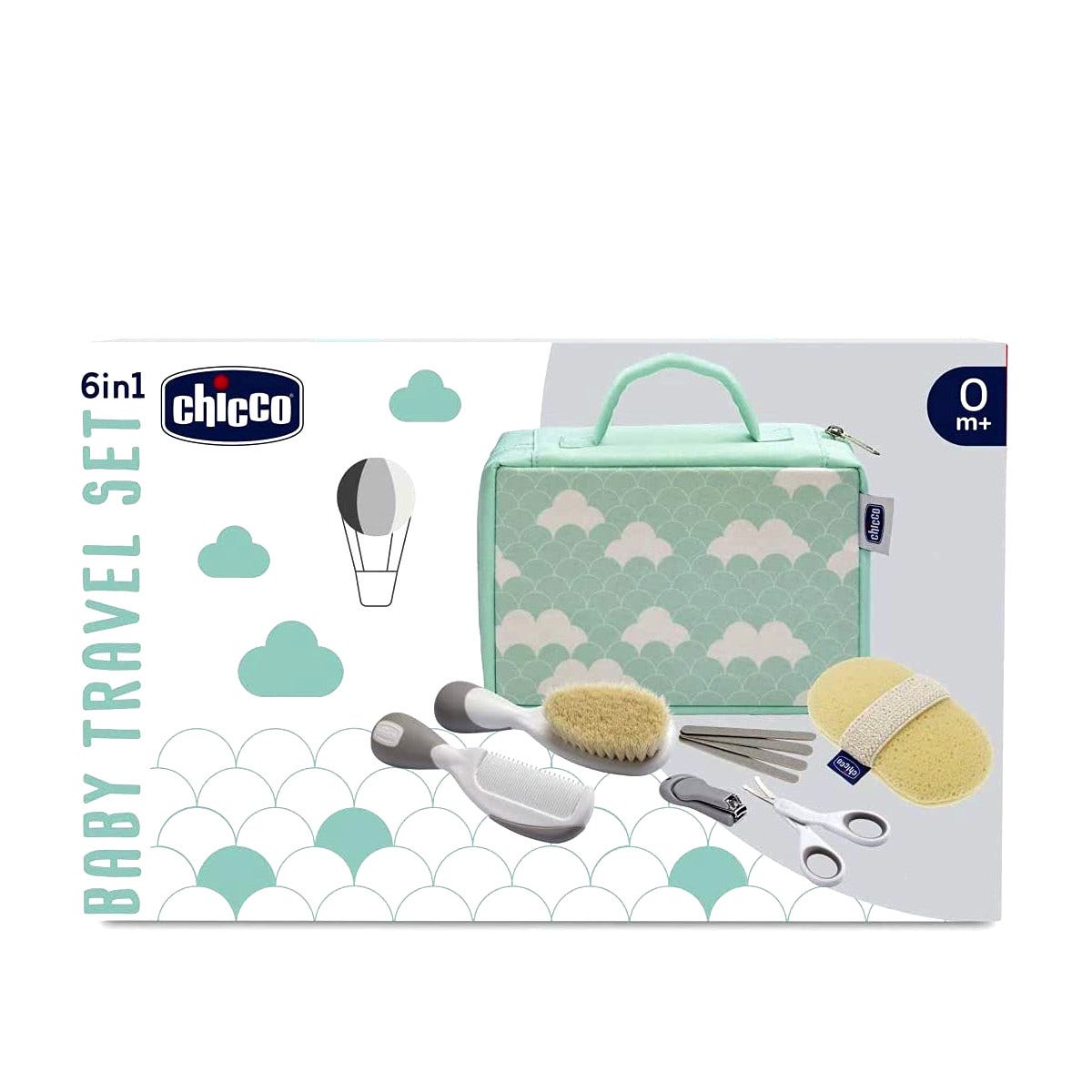 Chicco Set Viaggio Spazzola+Pettine+Spugna+Forbici+Tagliaunghie+Limette