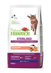 Natural Trainer Croquetas Esterilizadas con Salmón para Gatos Adultos Bolsa 1,5kg-1