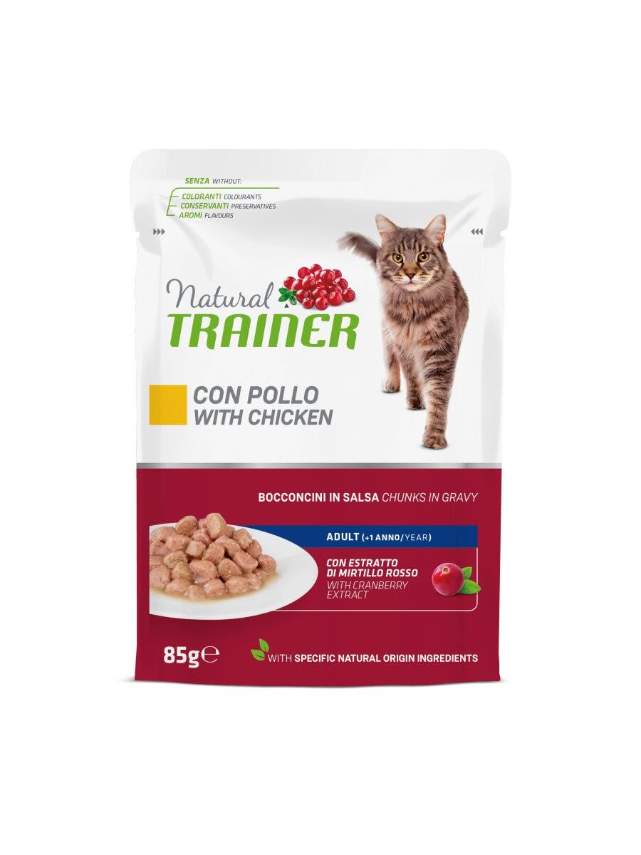Natural Trainer Pollo Comida Húmeda para Gatos Adultos Bolsa 85g-3