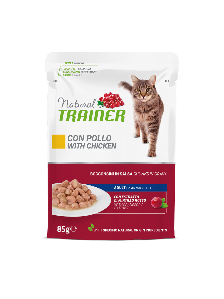 Natural Trainer Pollo Comida Húmeda para Gatos Adultos Bolsa 85g-2