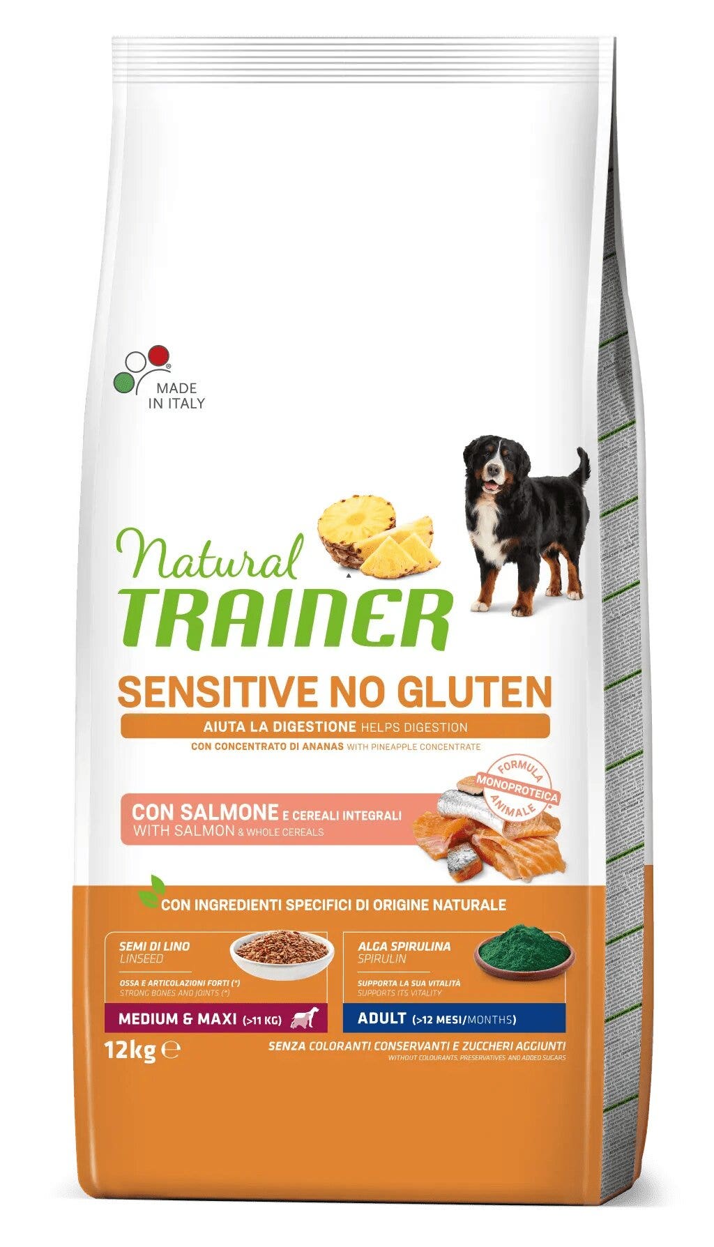 Natural Trainer Sensitive Croquetas de Salmón Sin Gluten para Perros Adultos Tamaño Mediano/Grande 12kg-1