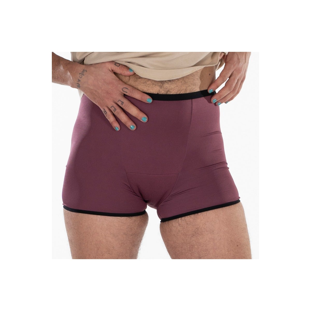 Fluyda Boxer Linea Basic Mutandina Assorbente Nero/Vinaccia Taglia M