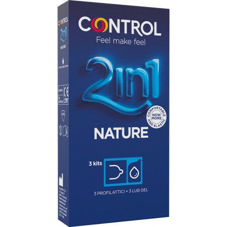 Control 2 en 1 Nature Preservativo + Gel, 3 unidades