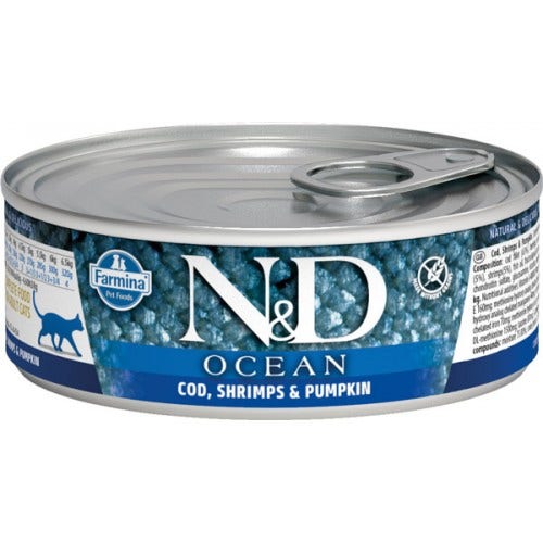 Farmiva ND Cat Ocean Atún/Bacalao/Camarones/Calabaza Gatitos 80g-2