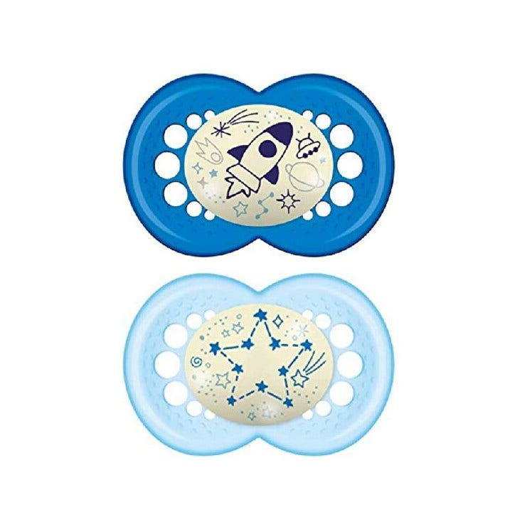 Mam Original Night Succhietto Silicone Maschio 2 Pezzi 16 Mesi+