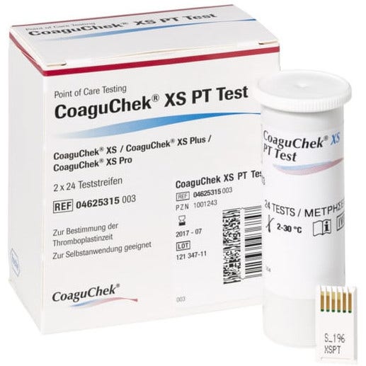 Tiras reactivas de prueba Coaguchek XS PT para equipos de autodiagnóstico 2x24 piezas-1