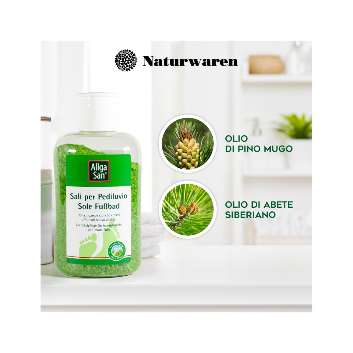 AllgaSan Sales de baño para pies perfumadas con pino de montaña 350 g-2