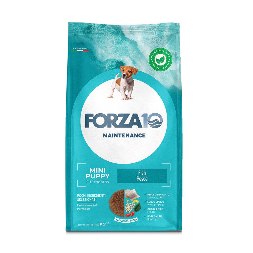 Forza10 Puppy Junior Croquetas de Pescado de Mantenimiento para Cachorros de Tamaño Mediano/Pequeño Bolsa 2kg-1