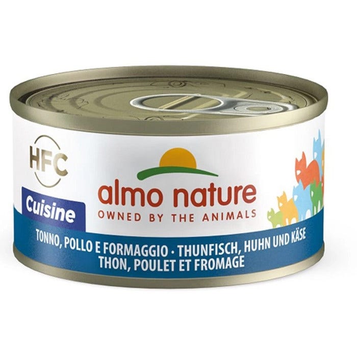 Almo Nature HFC Cuisine Comida Húmeda Atún y Queso para Gatos Adultos Lata 70g-2