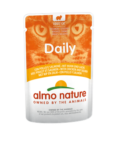 Almo Nature Daily Comida Húmeda Pollo Y Salmón Gatos Adultos 70g Sobre-1
