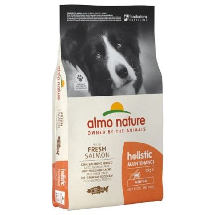Almo Nature Croquetas de Mantenimiento Holístico de Salmón para Perros Adultos Tamaño Mediano Bolsa de 12kg-1