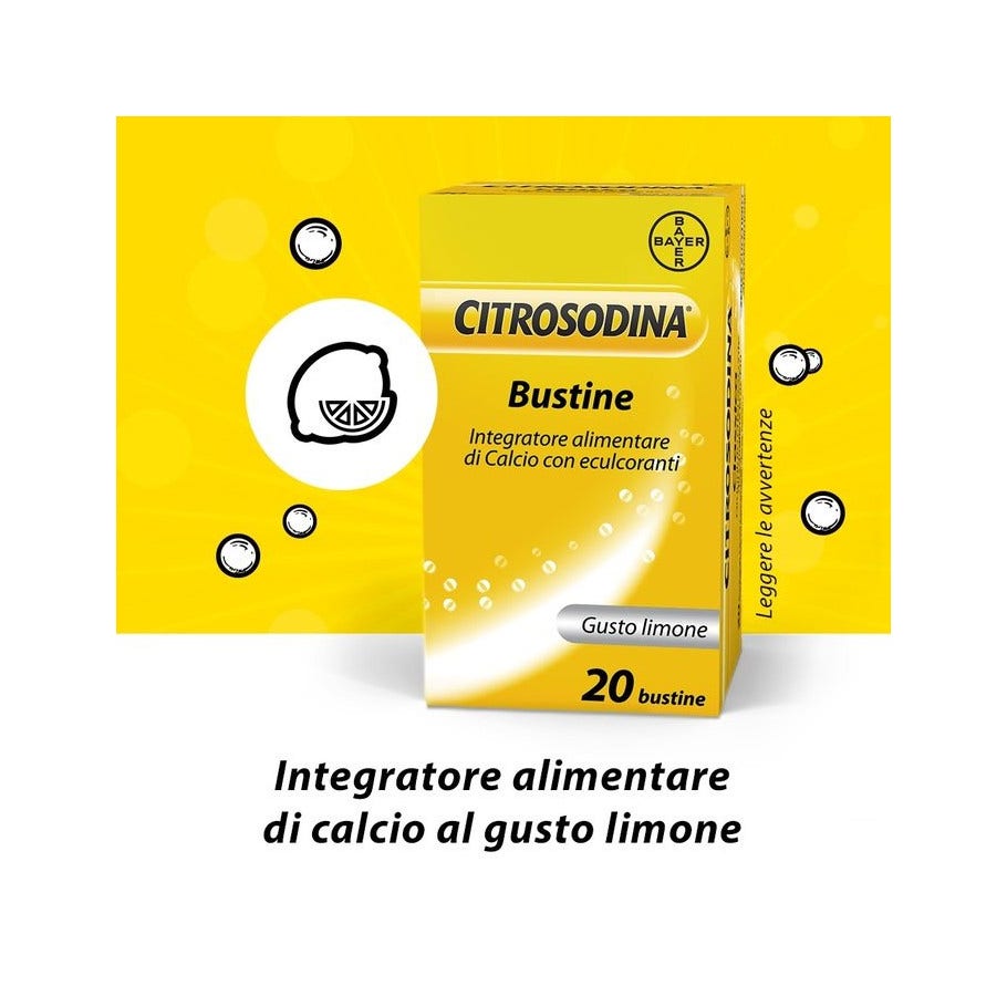 Citrosodina Effervescente Integratore Alimentare Digestivo con Calcio al Limone 20 Bustine-25