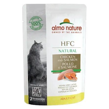 Almo Nature HFC Natural Gusto Pollo y Salmón Comida Húmeda para Gatos Adultos Bolsa 55g-3