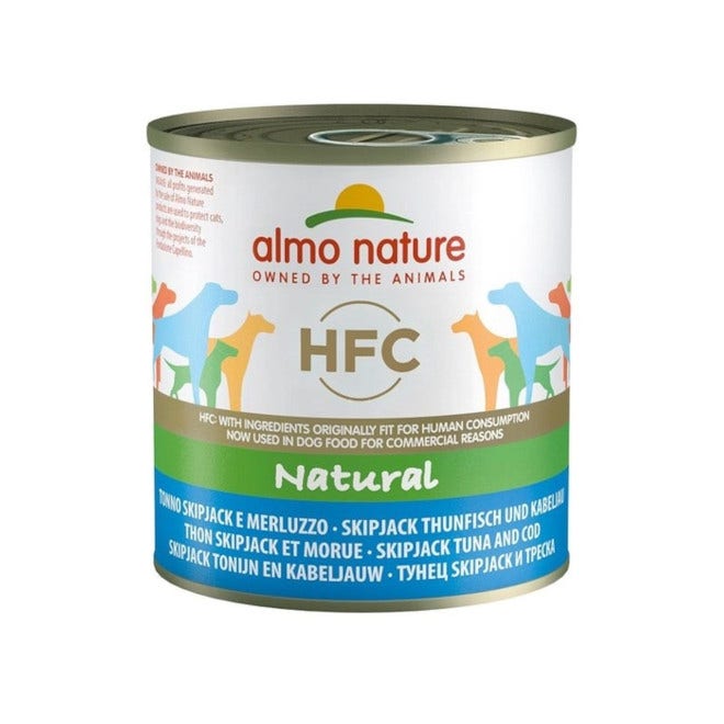 Almo Nature HFC Natural Atún Barrilete y Bacalao Alimento Húmedo para Perros Adultos 290g-1