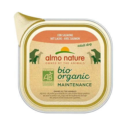 Almo Nature Bio Mantenimiento Orgnico Comida Húmeda Salmón Perros Adultos Bandeja 100g-1