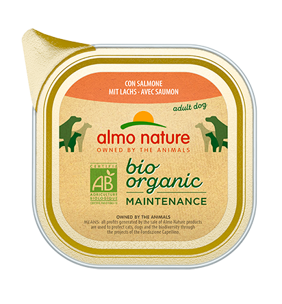 Almo Nature Bio Mantenimiento Orgnico Salmón Comida Húmeda Perros Adultos Bandeja 300g-2