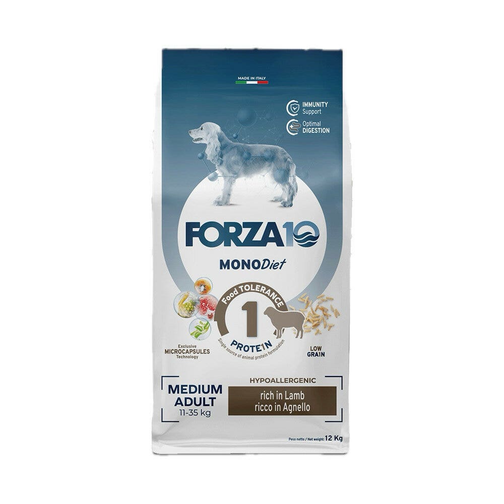 Forza10 Croquetas de Cordero Dieta Mediana para Perros Adultos Tamaño Mediano Bolsa 12kg-1
