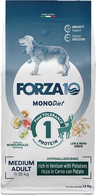 Forza10 Croquetas de Venado con Patatas Dieta Mediana para Perros Adultos de Tamaño Mediano Bolsa 12kg-1
