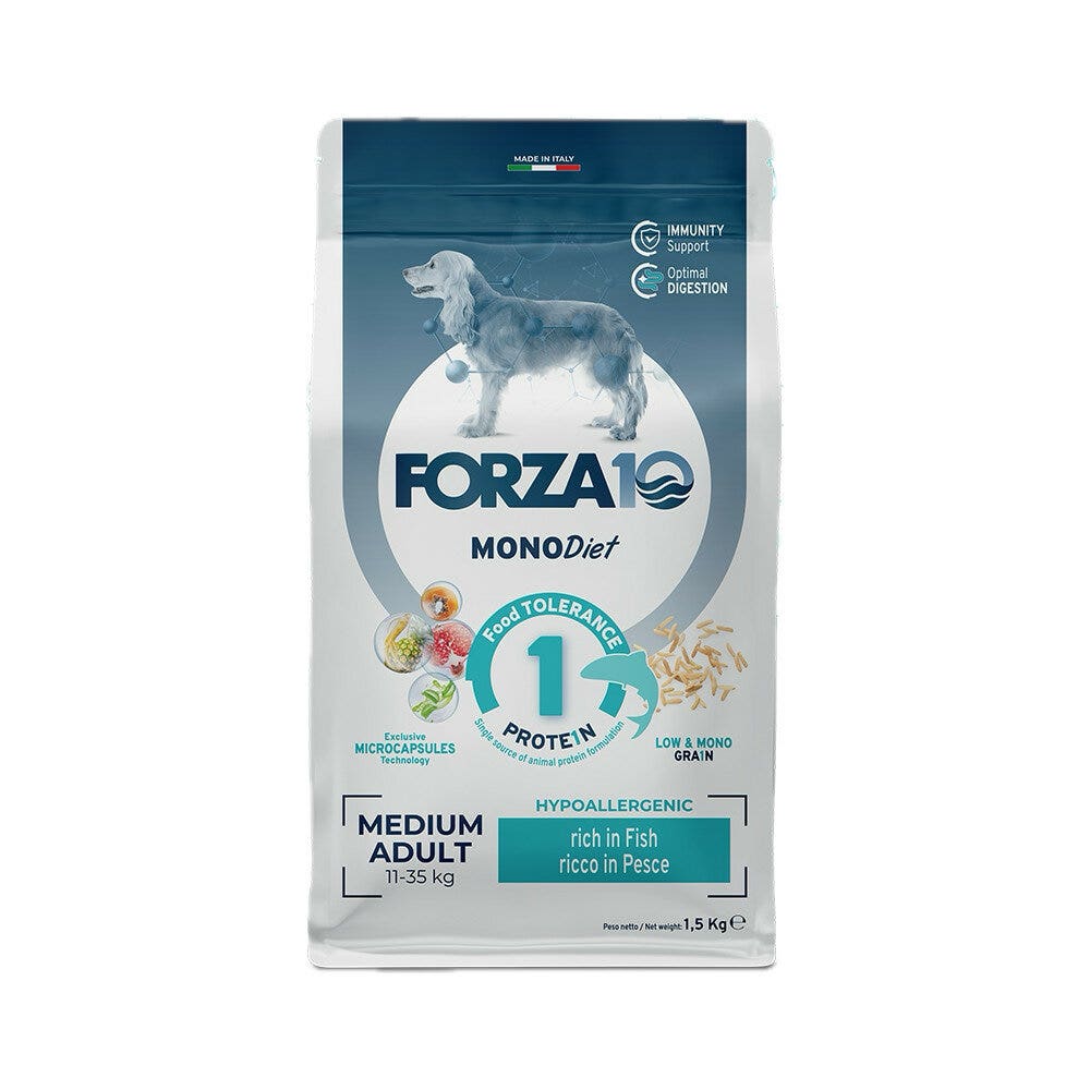 Forza10 Croquetas de Pescado Dieta Mediana para Perros Adultos Tamaño Mediano Bolsa 1,5kg-1