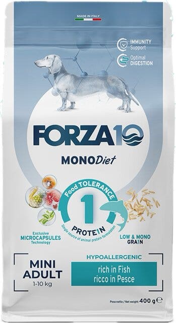 Forza10 Mini Diet Croquetas de Pescado para Perros Adultos Tamaño Pequeño Bolsa 400g-1