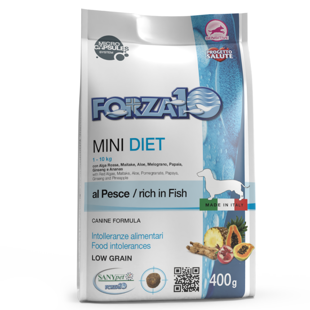 Forza10 Mini Diet Croquetas de Pescado para Perros Adultos Tamaño Pequeño Bolsa 400g-2