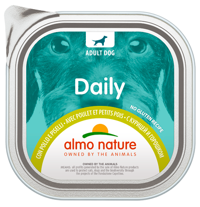 Almo Nature Daily Comida Húmeda Menu Pollo / Guisantes Para Perros Adultos Bandeja 100g-2
