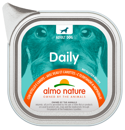 Almo Nature Daily Comida Húmeda Menu Ternera / Zanahoria Para Perros Adultos Bandeja 100g-2