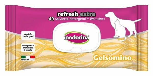 Inodorina Refresh Toallitas Limpiadoras Extra Jazmín para Perros/Gatos 40 Toallitas-2