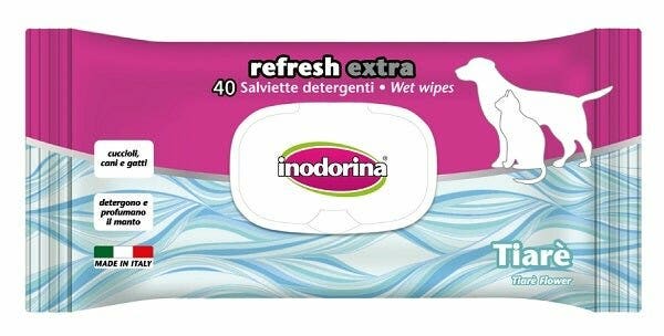 Inodorina Refresh Toallitas Limpiadoras Extra Flor de Tiaré para Perros/Gatos 40 Toallitas-2