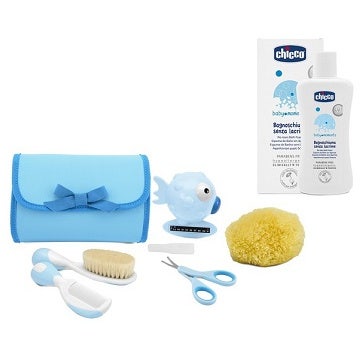 Chicco Set Higiene Azul Esponja+Tijeras+Cepillo+Peine-2