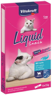 Vitakraft Snack Líquido Sabor Salmón Con Omega 3 Para Gatos Adultos Sobres 6x15g-1