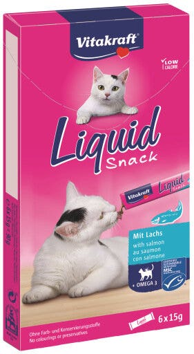 Vitakraft Snack Líquido Sabor Salmón Con Omega 3 Para Gatos Adultos Sobres 6x15g-2