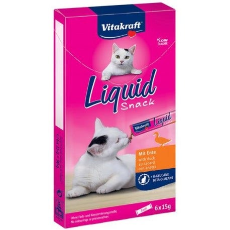 Vitakraft Snack Líquido Sabor Pato Con Betaglucanos Para Gatos Adultos Sobres 6x15g-1